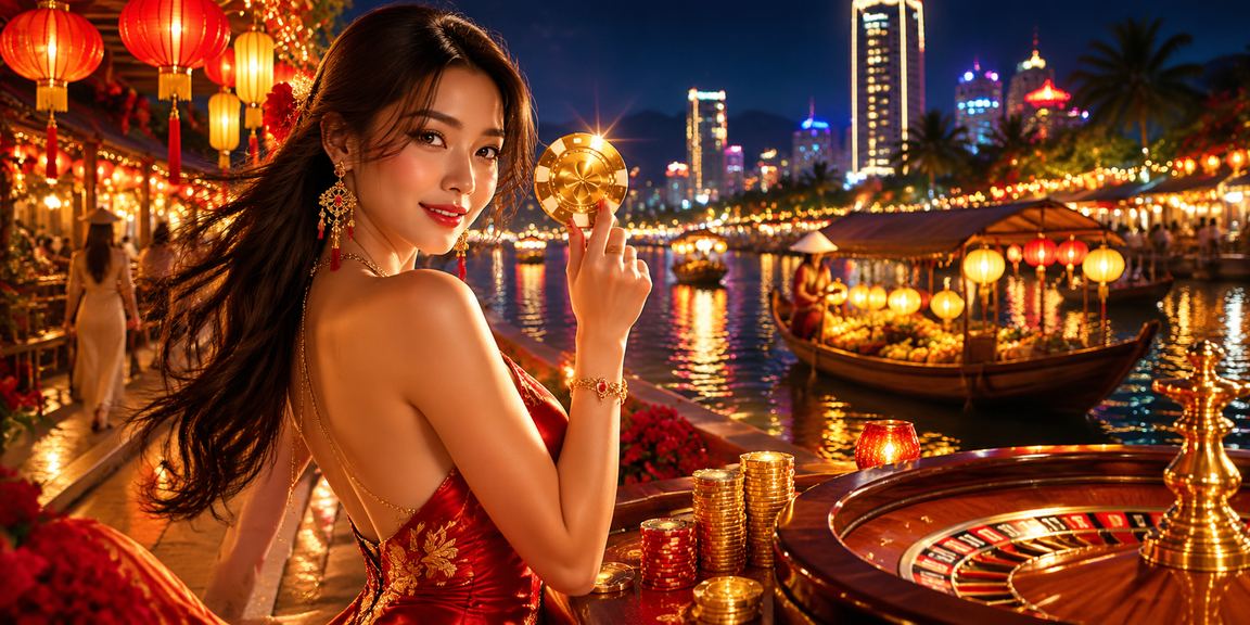 Người dùng tại chợ đêm Nha Trang trải nghiệm roulette trực tuyến trên điện thoại