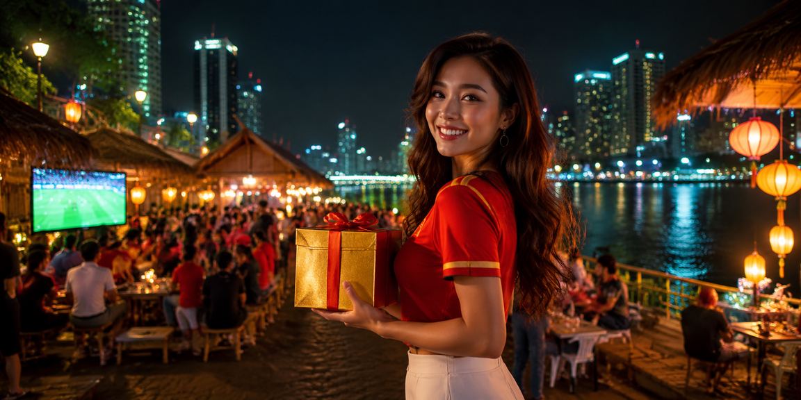 Lễ hội cá cược bóng đá tại Sài Gòn, người hâm mộ tụ tập theo dõi trận đấu và kiểm tra ưu đãi thể thao trên điện thoại